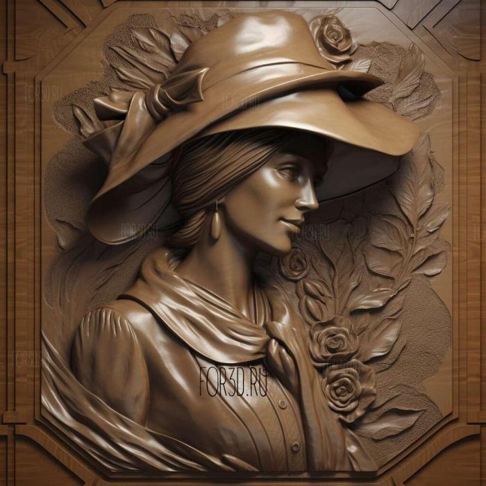 Madame Chapeau 1 stl model for CNC